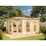 Alpholz Gartenhaus Maja ISO Spitzdach 425 cm x 425 cm Braun