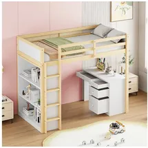 stilvora Hochbett 90 x 200 cm Kiefer massiv natur beige