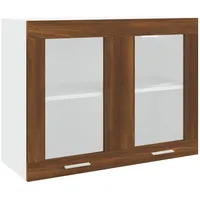 VidaXL Hängeschrank Glas Braun Eichen-Optik 80x31x60 cm Holzwerkstoff