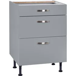 Unterschrank KOCHSTATION "KS-Cara", grau (basaltgrau, basaltgrau), B:60cm H:87cm T:58,4cm, Schränke, Breite 60 cm, mit Vollauszügen und Soft-Close-Funktion