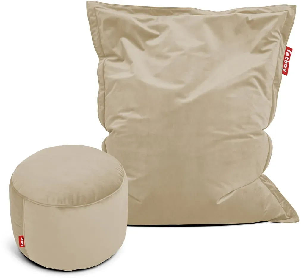 Fatboy - Original Slim Sitzsack Velvet inkl. Point Pouf Velvet, camel