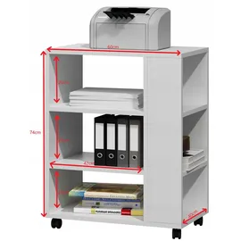 OEM Multifunktionaler Druckertisch mit Rollen, Weiß,