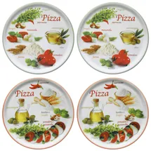 Mambocat 4er Set Pizzateller Napoli Pizzafoods grün & rot 33cm Ø 04018#ZP1 + 04018#ZP2
