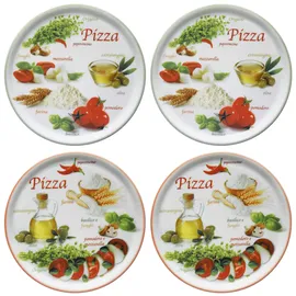 Mambocat 4er Set Pizzateller Napoli Pizzafoods grün & rot 33cm Ø 04018#ZP1 + 04018#ZP2