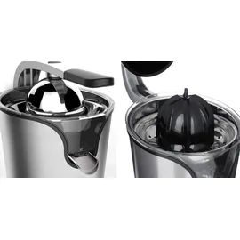 Zilan Elektrische Zitruspresse | Entsafter | Edelstahl | Elektrische Saftpresse | Longlife-Motor | 500 Watt | Auto-Start-Stop | Edelstahlsieb | 2 S... - Silber/Schwarz