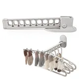 xtemtoamz Kleiderstange Wandmontage,Kleiderstange Klappbar,Kleiderstanges Ohne Bohren, Kleiderlüfter Platzsparend Und Multifunktional Für Balkon, Badezimmer Und Waschküche,1 Stück