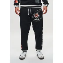 Recovered Sweathose "NFL Bengals Rule The Jungle", Herren, Gr. 3XL, US-Größen, schwarz-weiß (schwarz, weiß), 100% Baumwolle, bedruckt, lang, Hosen Sweathose, mit gestreiften Bünchen
