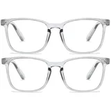 Eyglajdd 2er-Pack Blaulichtfilter Lesebrillen für Damen und Herren mit Federscharnieren Computerbrillen und Lesehilfen Grau +1,00 - 65 mm