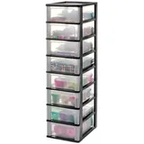 Iris Ohyama Iris Ohyama, Kunststoff Schubladenbox mit 8 flachen Schubladen, Schwarz, Easy-pull-system, A4, A5 - A6 Format, Schreibtisch Organizer für Büro, Schreibwaren, Bpa-frei, Schubladenschrank, OCH-2008