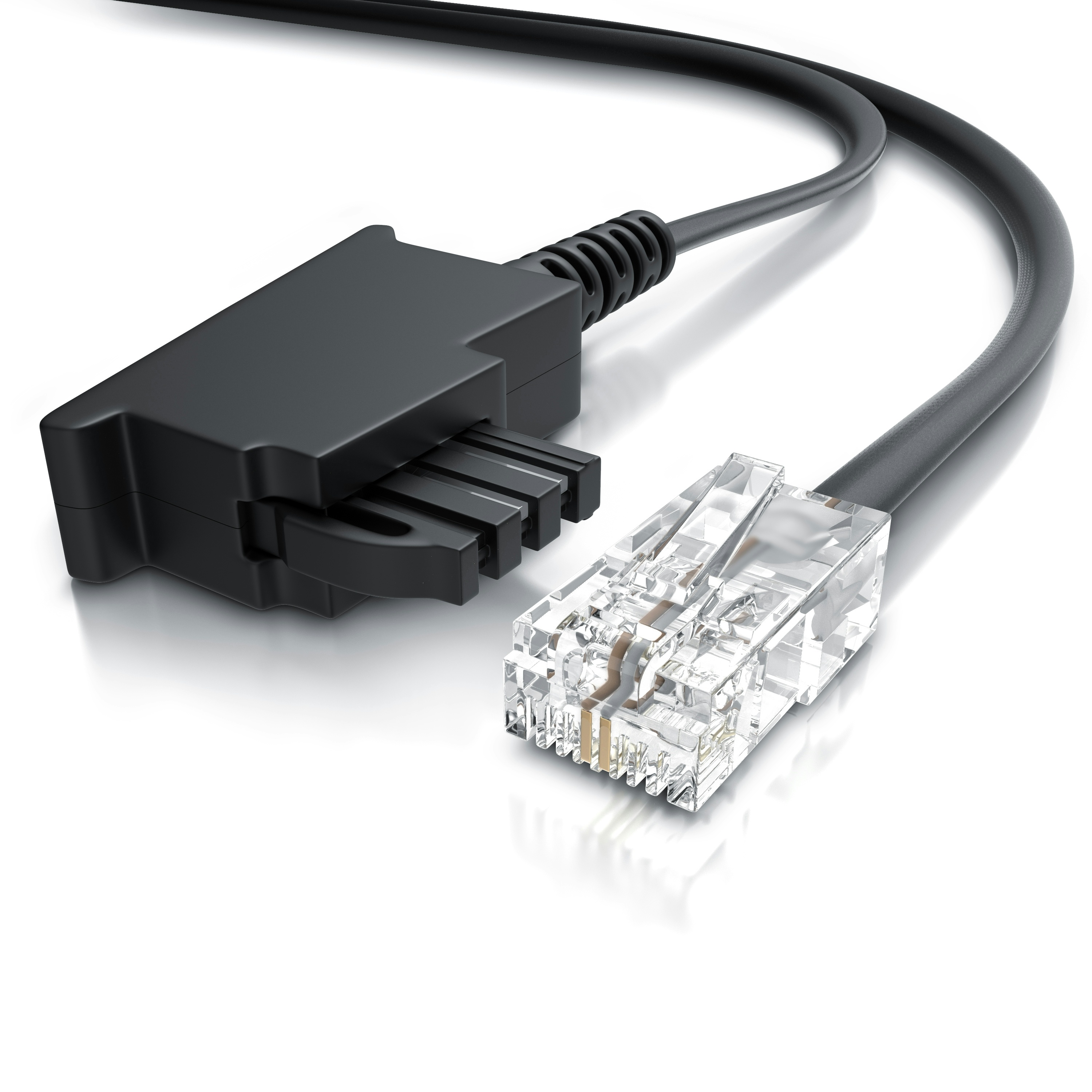 CSL - Internet Kabel Routerkabel - TAE-F Stecker auf RJ45 Stecker - 0,5m - Internetkabel - Router an die Telefondose, TAE - schwarz