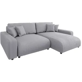 s-style möbel - Emma Ecksofa mit Schlaffunktion und Bettkasten in Cord-Stoff schöner Sitzkomfort, Ottomane rechts, B/T/H: 234 cm / 170 cm / 78 cm - Grau