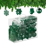 Relaxdays Weihnachtskugeln 100er Set, glitzernd, matt & glänzend, Baumschmuck, Kunststoff, versch. Designs, dunkelgrün
