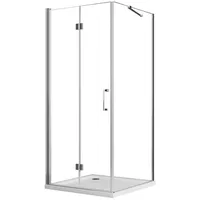 Boromal Eckdusche Duschkabine 80x80 Eckeinstieg Falttür Drehfalttür Seitenwand 195H, BxT: 80x80 cm, 6mm ESG Nano Glas 80 cm x 195 cm x 80 cm