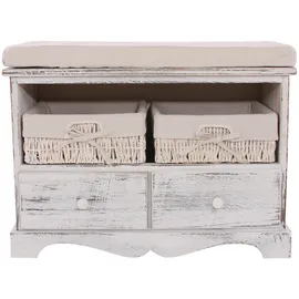 Mendler Sitzbank Kommode mit 2 Körben 42 x 62 x 33 cm Weiß