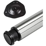 SO-TECH® Tischbein Ø 76 / 80 mm, belastbar bis 75 kg pro Stück, H: 82cm, echt Edelstahl, höhenverstellbar bis 32mm, 1x silberfarben Ø 8 cm x 82 cm