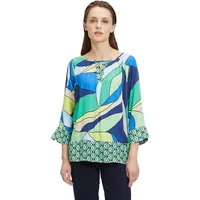 Betty Barclay Damen, Schlupfbluse mit Muster Blau/Grün,44 - 44