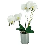 Kunstblume Kunstblume Orchidee im Topf Leilani Orchidee, NTK-Collection, Höhe 44 cm, Kunstpflanze Dekoration Orchidee weiß