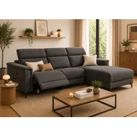 OTTO home Ecksofa LUND, L-Form, 261cm, man. o. elektr. Relaxfunktion (mit USB-A), und Kopfteilverstellung grau