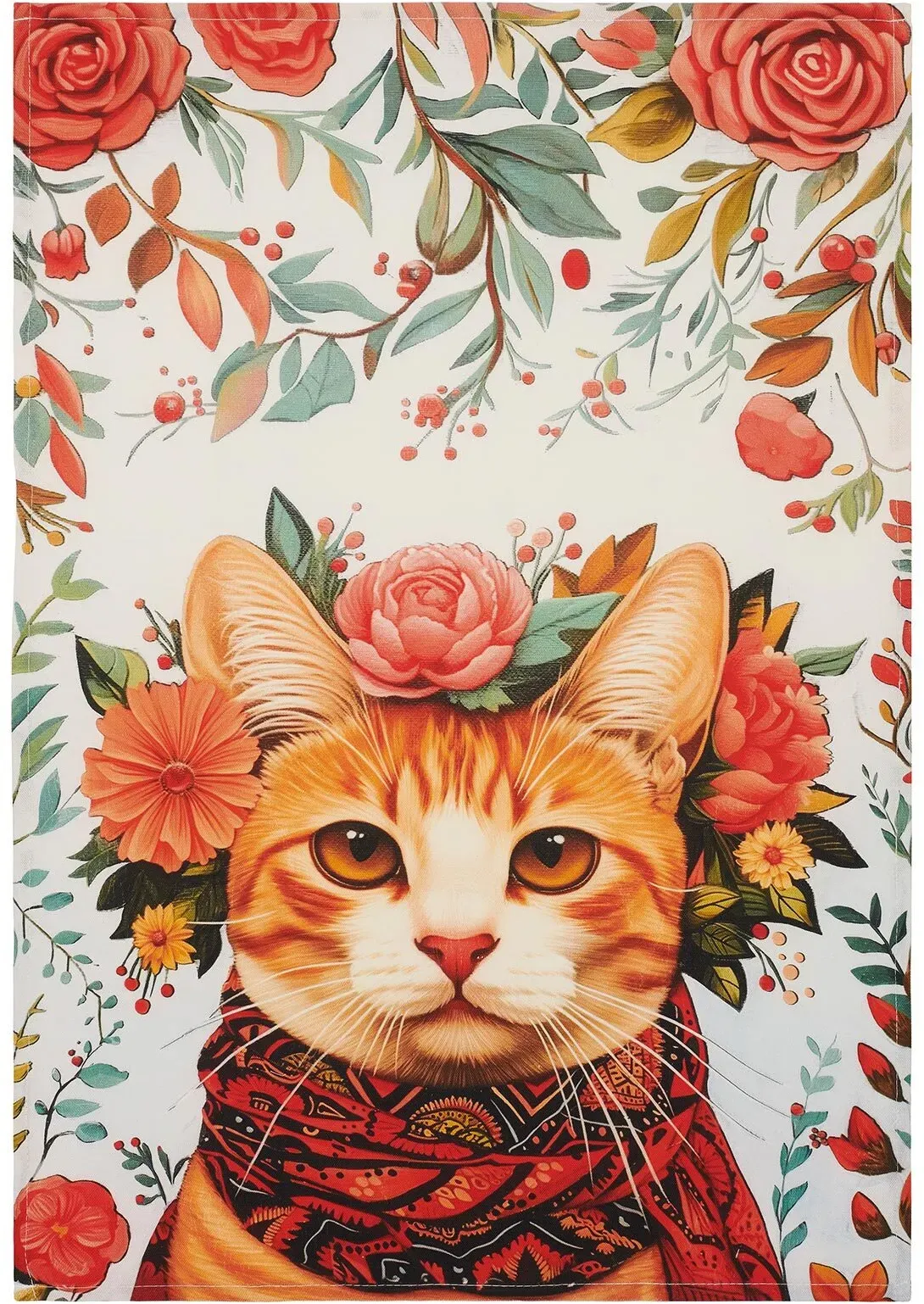 Kracht 3er Pack Baumwoll Frottier Geschirrtücher Katzendiva 50x70 cm - bunt