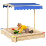 Outsunny Sandkasten absenkbarem Dach Tannenholz Bodenlose Natur