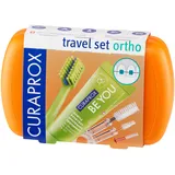 Curaprox Travel Set Ortho orange, travel toothbrush, interdental brush, toothpaste 10ml, travel box