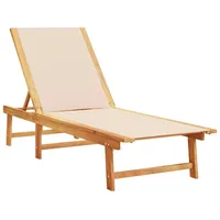VidaXL Sonnenliege Creme Massivholz Akazie und Textilene