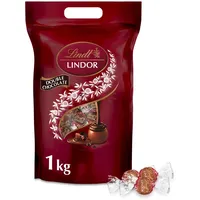 Lindt LINDOR Schokoladen Kugeln Double Chocolate | 1 kg Beutel, wiederverschließbar | ca. 80 Milch-Schokolade mit dunkler, zartschmelzenden Füllung | Großpackung, Pralinen-Geschenk