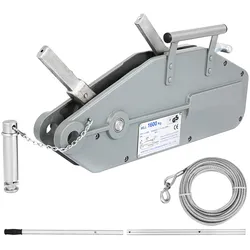 VEVOR Seilzug bis 1600 kg Kapazität mit Länge 25 m Drahtseil Edelstahl,12 kg Seilwinde Forstseilwinde Bremse Ziehen Spannen und Heben Handseilwinde Seildurchmesser 11 mm maximale Reiselast 2400 kg
