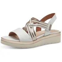 TAMARIS COMFORT Damen Sandalen flach aus Leder mit Klettverschluss, Weiß (White/Rosegold), 39 EU