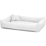 Juelle Hundebett aus Kunstleder Flauschiges Hundekissen Hundebett für große Hunde Weich und Elegant Hundesofa, Elmo S-XXL (100x80 cm, Weiß)