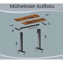 VASAGLE Schreibtisch Höhenverstellbar Braun