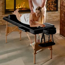 Tectake tectake® 3 Zonen Massageliege-Set, Breite 61 cm, Polsterung 3 cm, mit Holzgestell, 210 x 95 x 84 cm