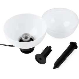 just light. LED Kugelleuchte Erdspieß Gartendeko, weiß, Kabel 5m, E27 Fassung, DxH 20x51 cm, 2er Set