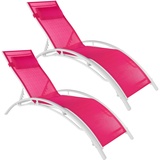 Tectake Sonnenliege 180 x 59 x 50 cm pink 2 St.