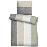 Biberna Biber-Bettwäsche ORIENTA, Beige - Grün - Grau - 135 x 200 cm - Baumwolle - Polyester - mit Reißverschluss