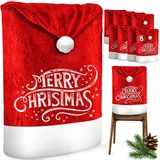 Kesser KESSER® Premium Weihnachtsstuhlüberzug Set Stuhlhussen für Weihnachten Nikolausmütze Stuhlbezug Husse Weihnachtsdeko für Stühle Überzieher - Stuhlabdeckung im weihnachtlichen Design