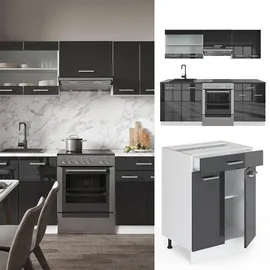 Vicco Küchenzeile R-Line 200 cm weiß/anthrazit hochglanz modern vicco