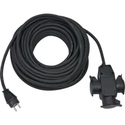Baustellen-Verlängerungskabel 25m H07RN-F3G1,5 schwarz mit 3-fach Gummikupplung IP44