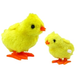 LEAN Toys Spielfigur Aufziehhuhn Plüsch Springend Dekoration Huhn Hühner Spielzeug Deko gelb