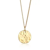 KUZZOI Halsketten - Halskette Anhänger Plättchen Gehämmert 375 Gelbgol - Gr. unisize - in Gold - für Damen