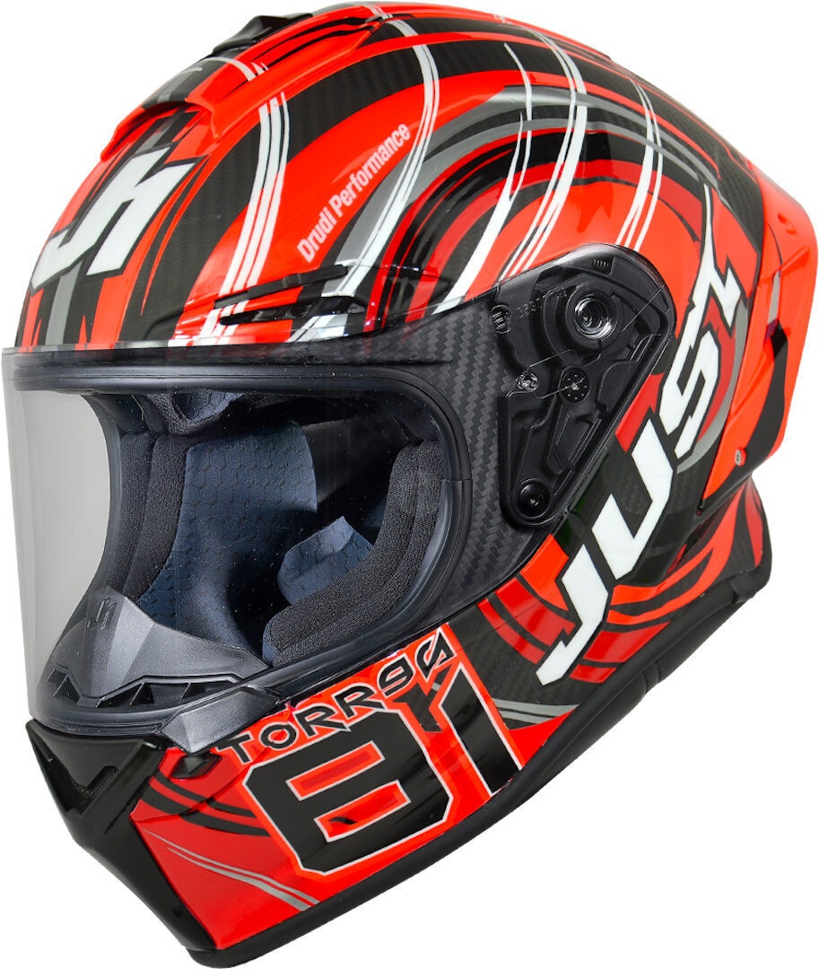 Just1 J-GPR Torres Replica Carbon Helm, schwarz-rot, Größe XS