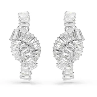 Swarovski Matrix Ohrringe, Baguette-Schliff, Knoten, Weiß, Rhodiniert