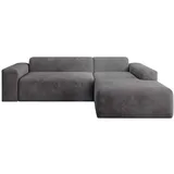 Juskys Sofa Vals Rechts mit POSO Stoff - Ecksofa modern, Sitzfläche - Dunkelgrau