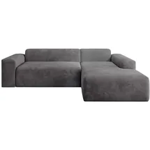 Juskys Sofa Vals Rechts mit POSO Stoff - Ecksofa modern, Sitzfläche - Dunkelgrau