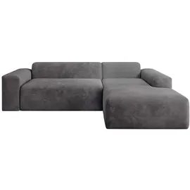 Juskys Sofa Vals Rechts mit POSO Stoff - Ecksofa modern, Sitzfläche - Dunkelgrau