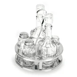 WAS Germany - Menage 1480, 5-teilig, Essig & Öl, Salz & Pfeffer, Zahnstocher, Glas