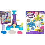 Kinetic Sand Softeis Station - mit 396 g original magischem Sand in drei Farben und umfangreichem Zubehör für kreatives Indoor-Sandspiel, für Kinder ab 3 Jahren