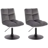 Home Deluxe - Barhocker höhenverstellbar ace Farbe: Samt Hellgrau, Menge: 2 Stuhl Pokerstuhl Drehstuhl Esszimmerstuhl