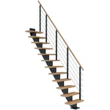 DOLLE Mittelholmtreppe Frankfurt (Breite: 65 cm, Gerade, Anthrazitgrau, Farbe Stufen: Eiche weiß, Geschosshöhe: 240 – 279 cm)