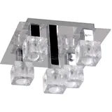 WOFI Deckenlampe 5 flammig Wohnzimmerleuchte Küchenlampe Designlampe, Glaswürfel Spots, 5x G4, LxBxH 23x23x16 cm